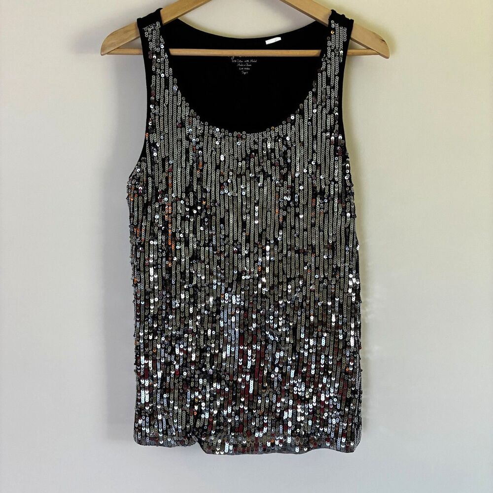 Chico's Metallic Sequin Scoop Neck Sleeveless Party Top - Size Large Sparkly
